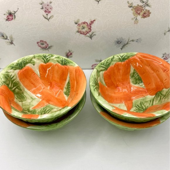 Springtime Serving Dessert/Berry Bowls with Carrot Motif, Easter Serving Decor - Picture 6 of 11